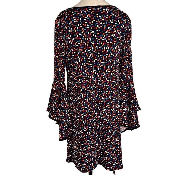 MSK Womens Black Colorful Polka Dot Long Bell Sleeve Cocktail Dress Size Medium - Picture 2 of 9